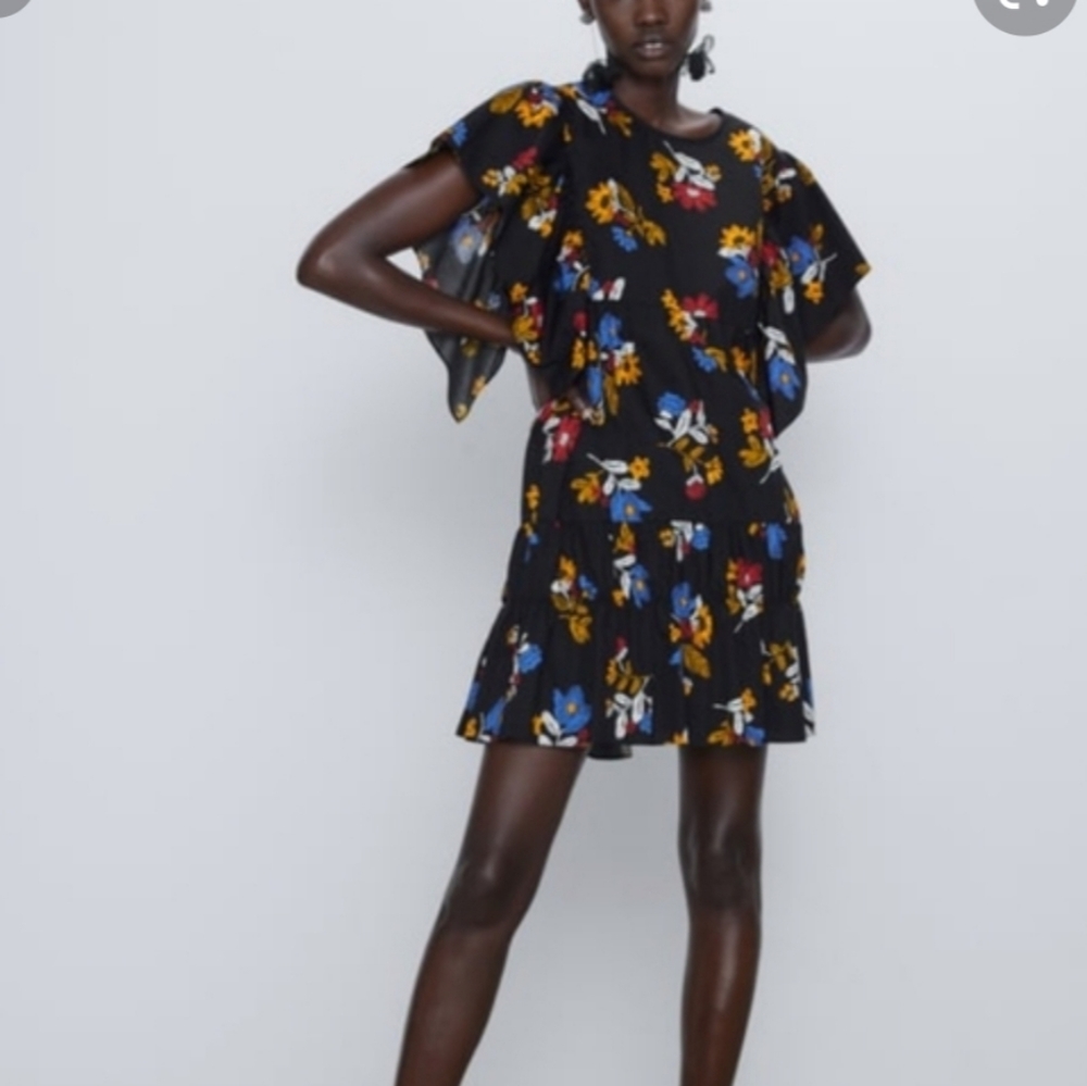 BNWT ZARA printed poplin dress